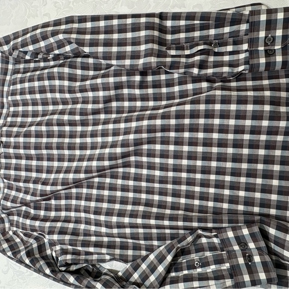 Nordstrom Brown and White Plaid Casual Button Down Shirt - Picture 2 of 7